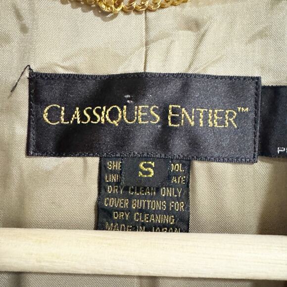 Classiques Entier Women Small Taupe 100 Wool Three Button Blazer Padded Shoulder - Picture 2 of 5